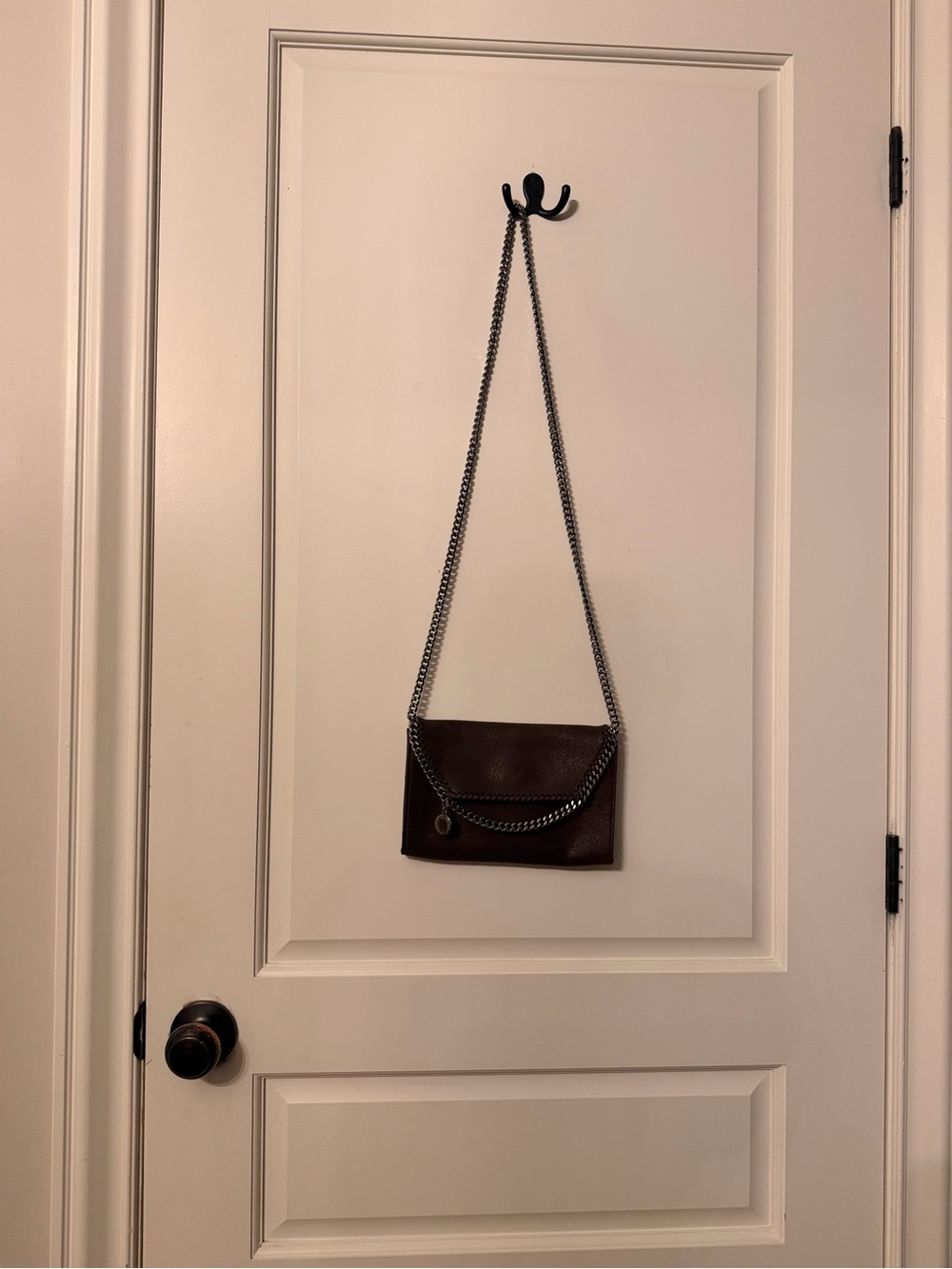 Stella McCartney Brown Fold-Over Clutch with Silver Chain - Picture 6 of 9